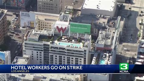 Workers strike at major Southern California hotels over pay, benefits